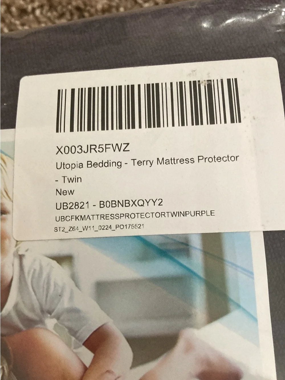 2 NEW-in-pkg. Utopia TWIN Terry Top Waterproof Mattress Protectors, Tan & Purple